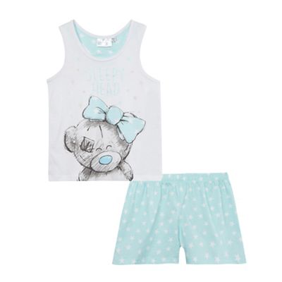 Girls' blue top and shorts pyjama set